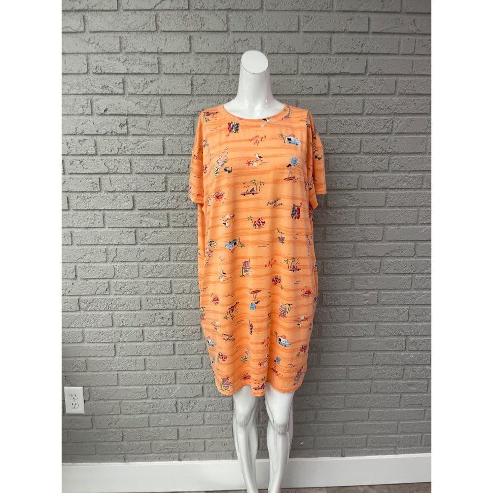 Joyspun Short Sleeve T-Shirt Lounge Dress with Pockets Size L / XL